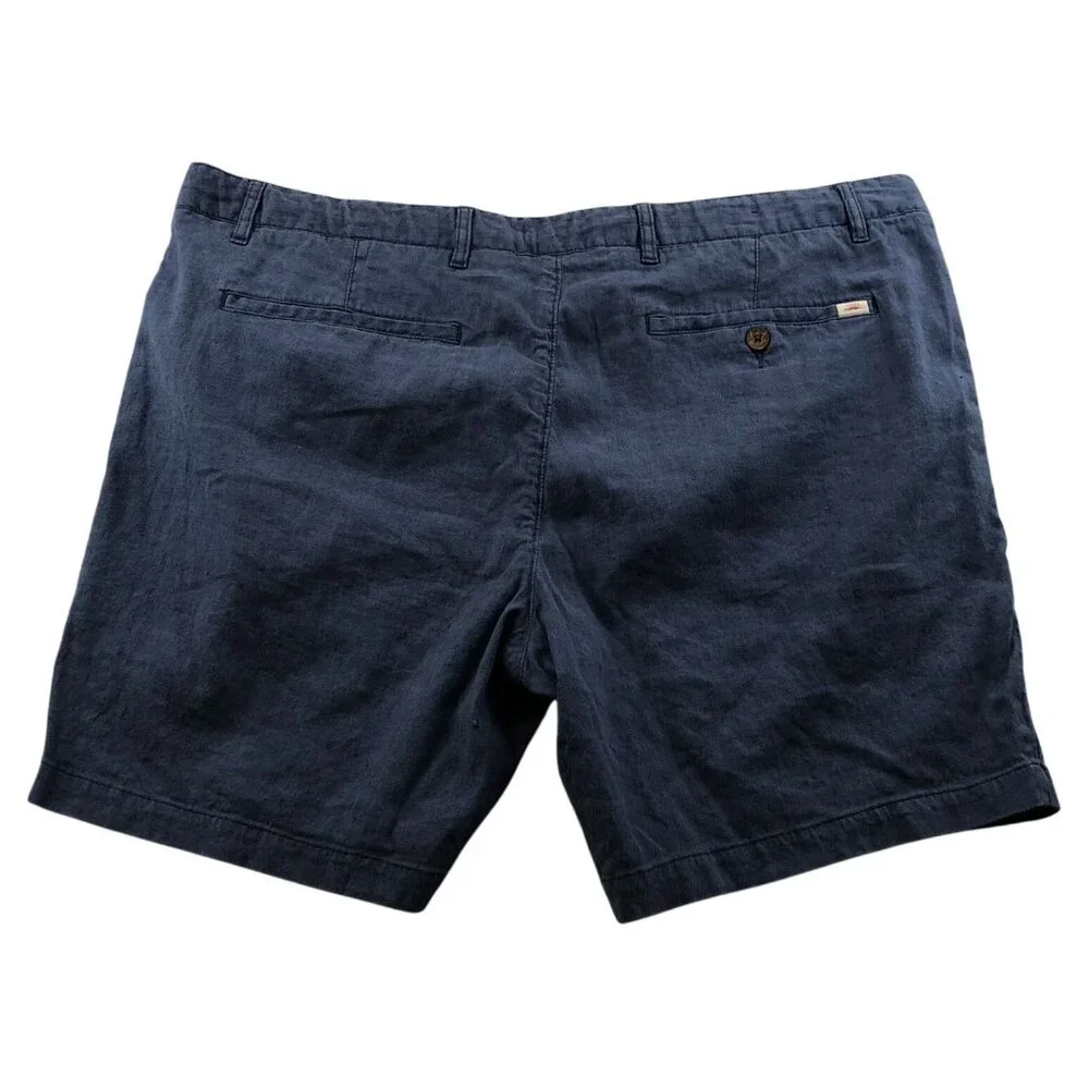 Faherty Mens Shorts Size 40 Chino Casual Linen Blend Relaxed Drawcord Blue